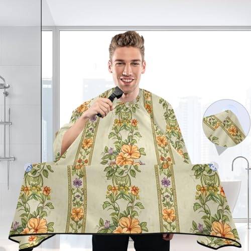 Capa de Barbería para Hombres con Diseño Floral y Rayas miniatura 6