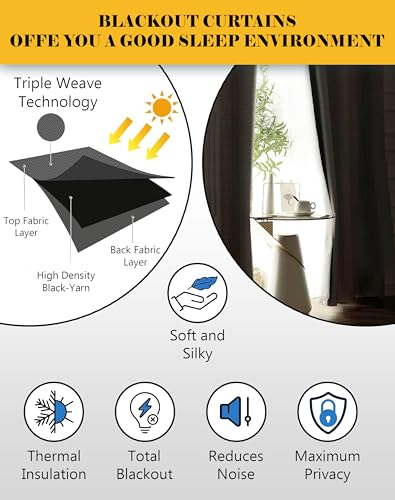 Image of Kivo Digital Print 85% Blackout Curtains for Door /Window, Thermal Insulated, Tie Back, Wider Width 50 in, Eyelet Curtains for Living Room /Bedroom (Dark Stone 7 ft Set of 1)