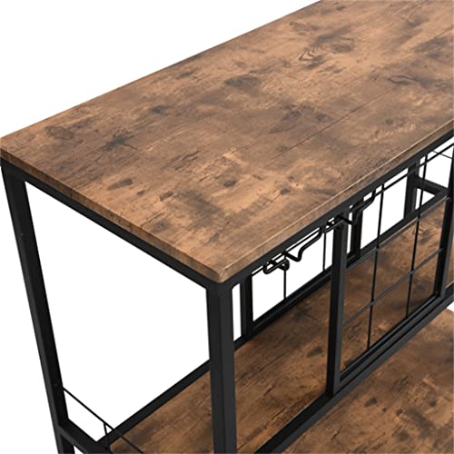 Zhuhw Industrial Wine Rack Table With Glass Stand Wine Cabinet With Storage Shelves #TOP6
