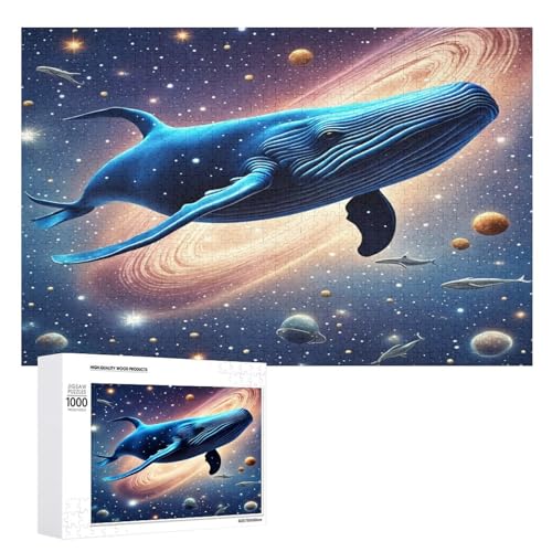 Whale Rompecabezas de madera de 1000 piezas para adultos, póster de rompecabezas con diseño único, juguete educado para adolescentes y niños (75 × 50 cm)