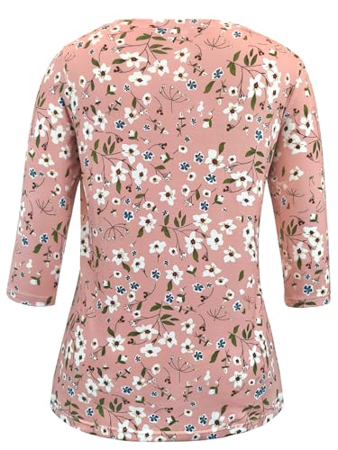 Image of JomeDesign Womens Tops 3 /4 Sleeve Shirts Round Neck Loose Casual Blouses Floral Print Tshirts