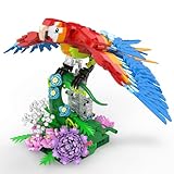 Vziimo Parrot Floral Building Set, MOC Flower and Parrot Collectible Table Art Kit, Creator 2 in 1 Animals Bird Ideas Gifts Toys for Adults and Teens Age 14+ (1176 PCS)