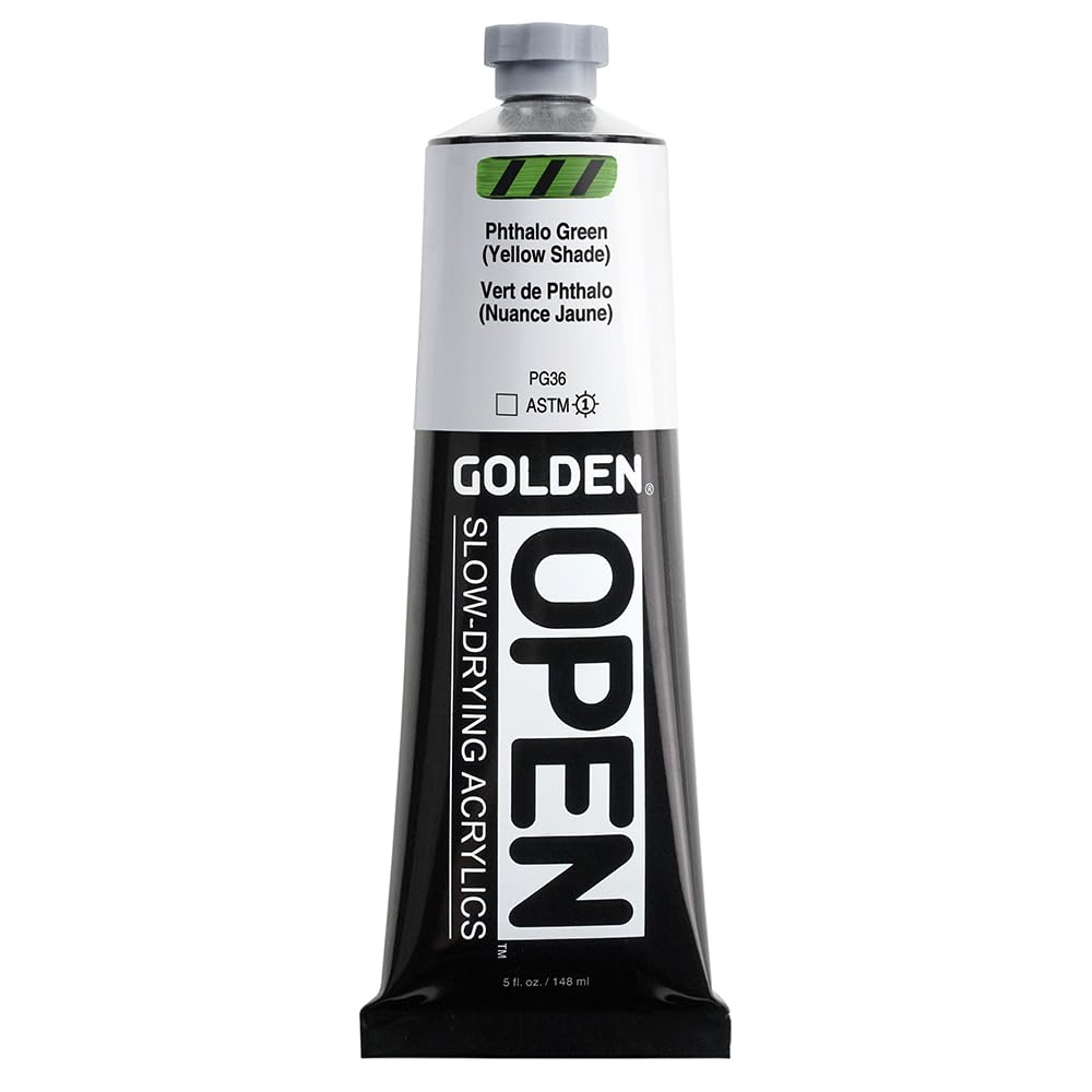 GOLDEN OPEN Slow-Drying Acrylics, Phthalo Green (Yellow Shade), 5 fl. oz. Phthalo Green /Y.S. 5 Fl Oz (Pack of 1)