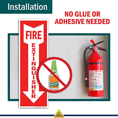 (6 Pack) Fire Extinguisher Signs, Self Adhesive Vinyl Decals, Arrow Pointing Down, Indoor and Outdoor Use, 4