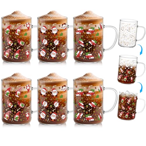 Baderke 6 Set Christmas Glass Mugs Gifts - 16oz...