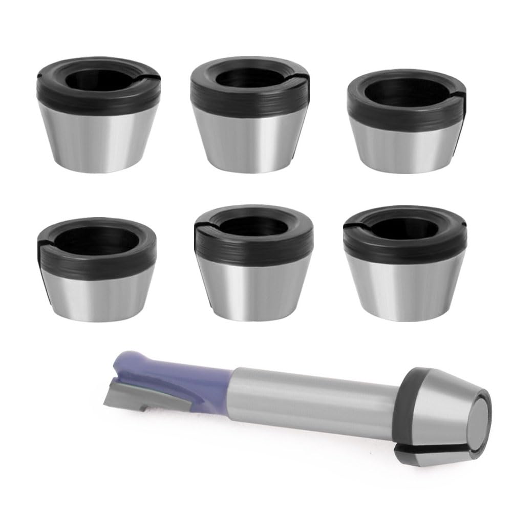 Mandrino a pinza per fresatura superiore, 6 pezzi, adattatore, pinze in lega, ricambio per trimmer utensili, materiale in acciaio al carbonio (6,35 mm, 8 mm)