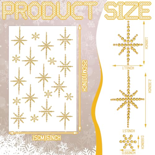 Image of Epakh 84 Glitter Bling Rhinestone Sticker, Bethlehem Star, Gold | Self Adhesive Gem Stickers for Phone Laptop Car Face Makeup, Sparkly Crystal Rhinestone Decals for Gifts Craft Projects