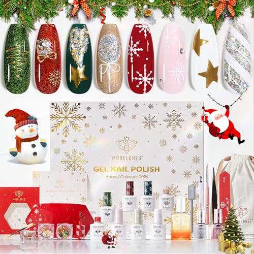modelones 23 PCS Christmas Cat Eye Gel Nail Polish Kit with UV Light