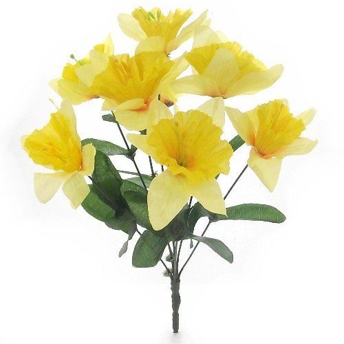 2 mazzi di narcisi finti gialli, luminosi, con