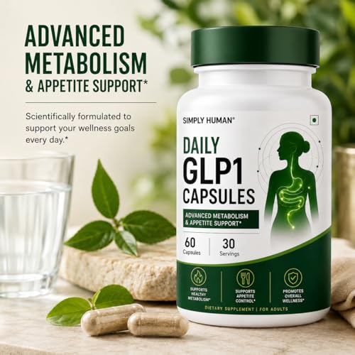 Image of Simply Human Daily GLP1 Capsules for Appetite Control & Metabolism Support | Natural Glp1 Support & Advanced Weight Management Formula | 60 Veg Capsules