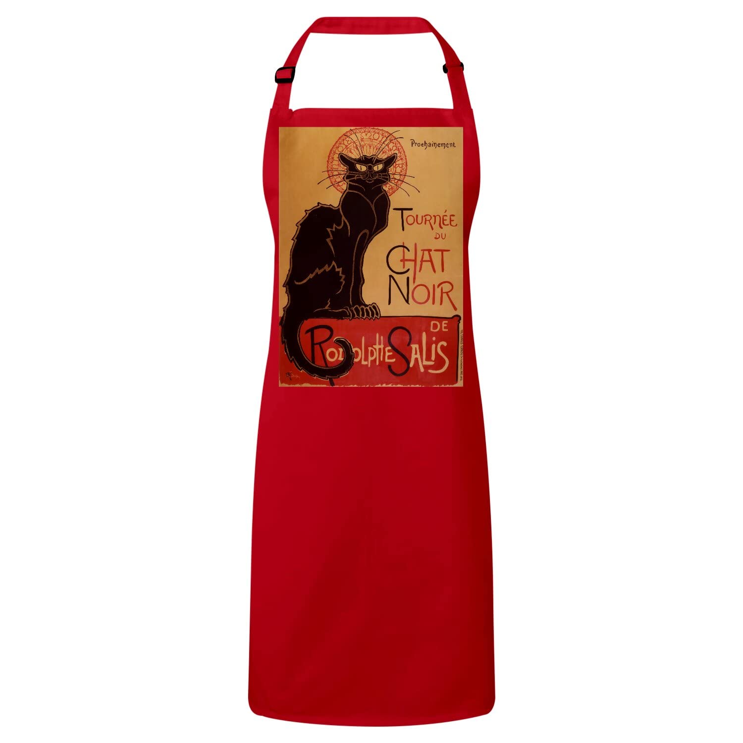 Tablier de cuisine rouge Tournée du Chat Noir Steinlen retro