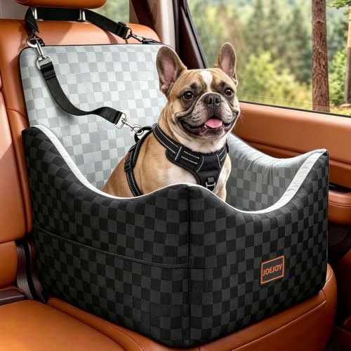 JOEJOY Seggiolino auto per cani di piccola e media taglia, lavabile, con imbottitura in memory foam ispessita, per sedile posteriore, sedile anteriore con cintura di sicurezza regolabile