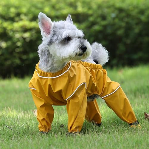 Hundeschuhe, wasserdichte Pfotenschuhe mit Anti-Rutsch Sohle, Verstellbare Hundestiefel für Klein- und Mittelhunde, Gamaschenschutz gegen Schmutz und Nässe (Yellow, XS(1-2.5kg))