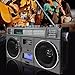 Boombox retrò con Bluetooth, radio AM/FM, lettore CD, registrazione portatile, 4 altoparlanti, supporto USB/AUX per riunioni di famiglia e viaggi immagine