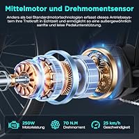 HITWAY 27,5"/28" E-Bike mit Hinterradmotor/Mittelmotor, 250W, 36V 13Ah Akku, bis zu 180 km Reichweite, 7-Gang, Pedelec Citybike Trekkingrad für Damen und Herren,Schwarz – Ansicht 3