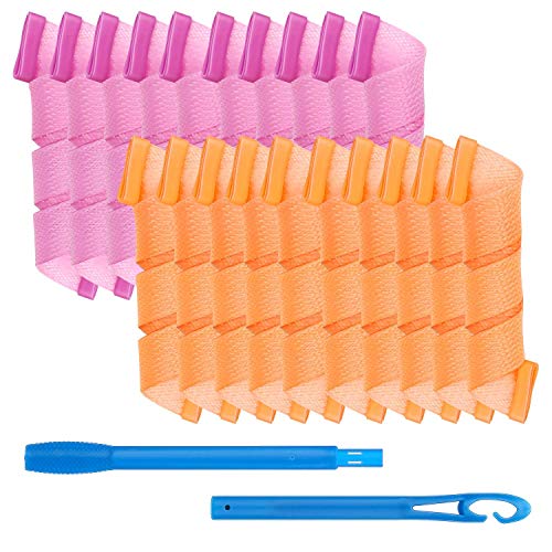 20 Pieces Hair Curlers Styling Kit Wave Style Hair Rollers No Heat Hair Curlers Spiral Curls with Styling Hooks for Women Girls Long Hair Styling Tools (38CM24PCS, Pear flower shape)