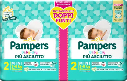 Pampers Baby Dry Mini Doppelpack, Größe 2 (3-6 kg), 62 Windeln