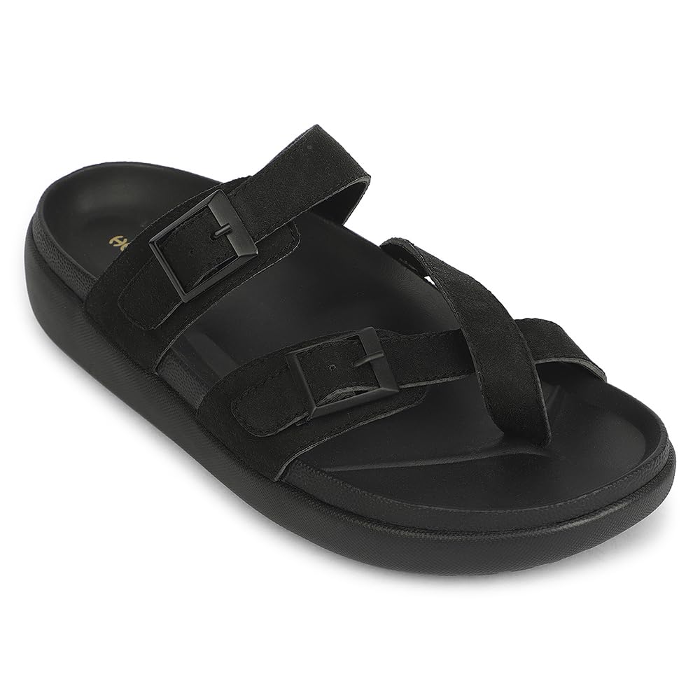 Healers VAL-37E Sandals for Men – Black & Brown Buckle Strap Casual Men Slippers | Lightweight & Stylish Daily Wear Mens Slip-ons-image-25