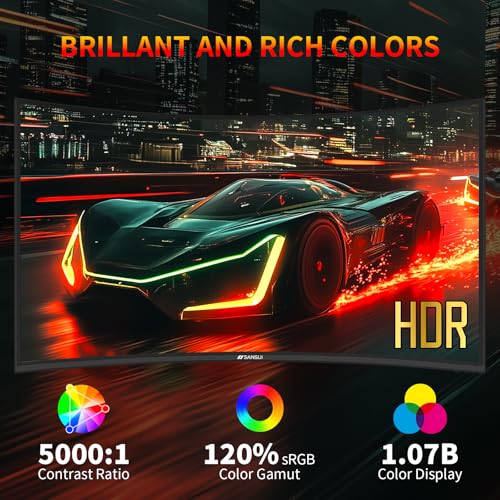 undefined SANSUI 27 Inch WQHD 2560X1440 Curved Gaming Monitor, 180Hz MPRT 1ms Computer Monitor,HDMI2.0 * 2, DP1.2 * 2, Freesync, Curved 1500R, 5000:1 Contrast Ratio, 120% sRGB,HDR(ES-G27C1Q DP Cable Included) の商品画像 6