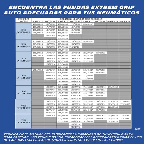 Cadenas de nieve metálicas MICHELIN 008429 Extrem Grip N°90 tensor manual 5