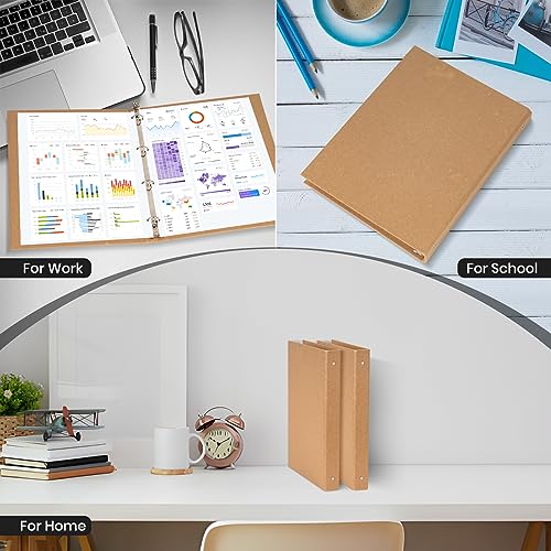 2er Pack A4-Ordner Kraftpapier, Ringbuch, 4-Ring-Mechanik Mit 20 mm Durchmesser, Aktenordner Briefordner Büroordner