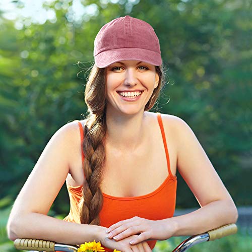 4 Pieces Washed Baseball Cap Adjustable Twill Plain Hat Unisex Baseball Cap Vintage Dad Hat (Black, Gray, Navy Blue, Wine Red) #TOP4