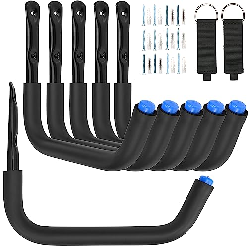 Locawaya Lot de 6 crochets de rangement de garage robustes de 32 cm, support mural pour kayak, canoë, planche de surf, planche à neige, échelle, chaises pliantes, vélo et outils