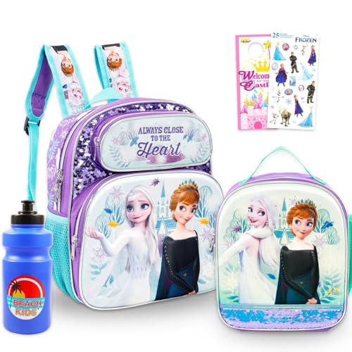Sac à dos Reine des Neiges ensemble cadeau avec boîte à déjeuner et stickers