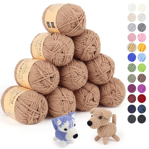 Coopay 10 Pelote de Laine à Tricoter, 450g (10x 45g), Laine Crochet Doux en Coton et Fibre, 5 Brins, Laine Crochet Tricot pour Layette, Fil à Crocheter...