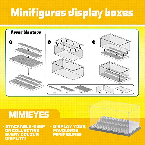 MIMIEYES Acryl Schaukasten Vitrine für Minifiguren Perspex Staubbeweis Show Fall Base 3 Schritte (Grau) – Bild 4