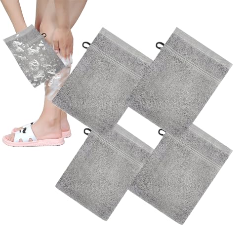 Guantes De Baño De Ducha | Guante Exfoliante Para El Cuerpo | Toallita De Baño Absorbente De Algodón 4 Piezas Para Higiene Personal Hombre Mujer Niño