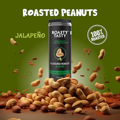 Image of Roasty Tasty Jalapeno Flavour Roasted Peanuts|Healthy Snacks|Rich In Protein & Fibre|Roasted, Not Fried Snacks|Healthy Food|Namkeen Peanuts|Crunchy Masala Peanuts|Pack Of 2 (150G Each)