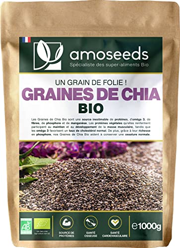 Graines de Chia Bio 1KG | Protéines, Digestion, Oméga 3 | Qualité Supérieure