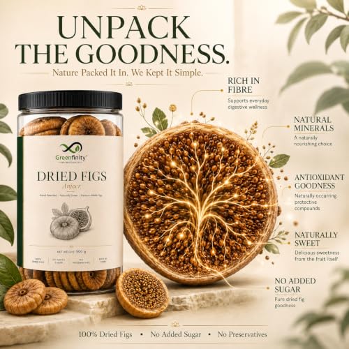 Image of GreenFinity Premium Anjeer 500g | Whole Dried Figs | Naturally Sweet & Soft | High Fibre Dry Fruit | Healthy Snack for Daily Use | Fresh Resealable Pack