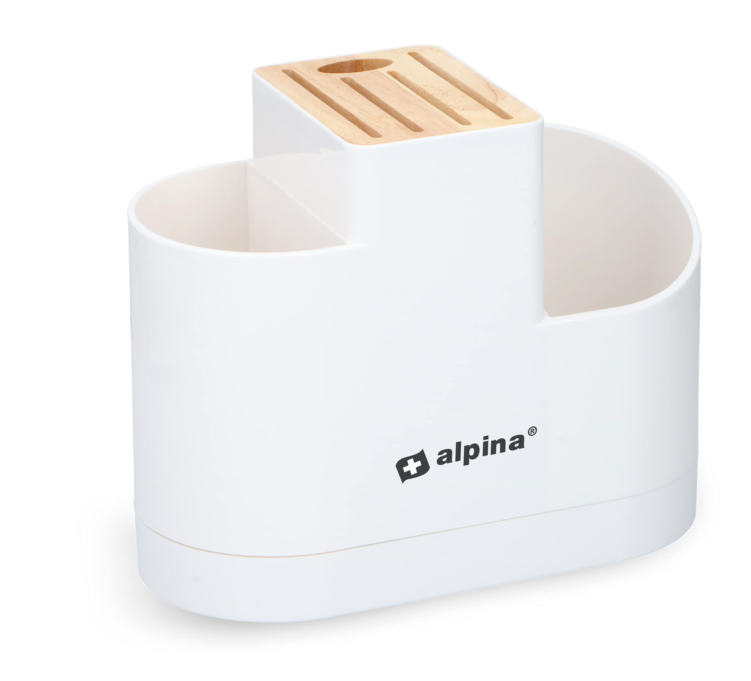 Image secondaire de Bloc Couteaux et Ustensiles Alpina en Bambou et Plastique - Blanc