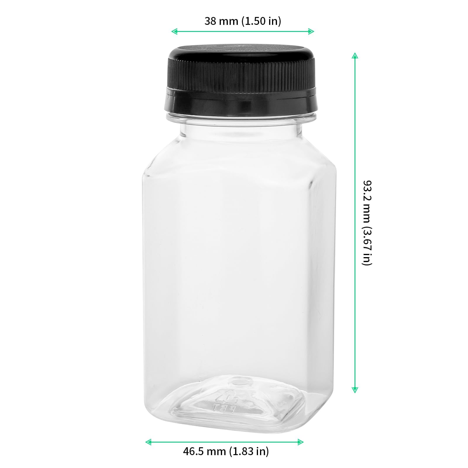 FUNSUEI 20 bottiglie di succo da 150 ml, con coperchio a chiusura ermetica, 9,32 x 4,65 cm, in plastica, vuote, per succhi di frutta, contenitori per succhi di frutta, per latte, succhi e altre