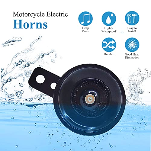 12V Motorcycle Horn, Electric Horns 110db Auto Horns Loud kit Waterproof Round Super Loud Horn Speakers Black - Image 4