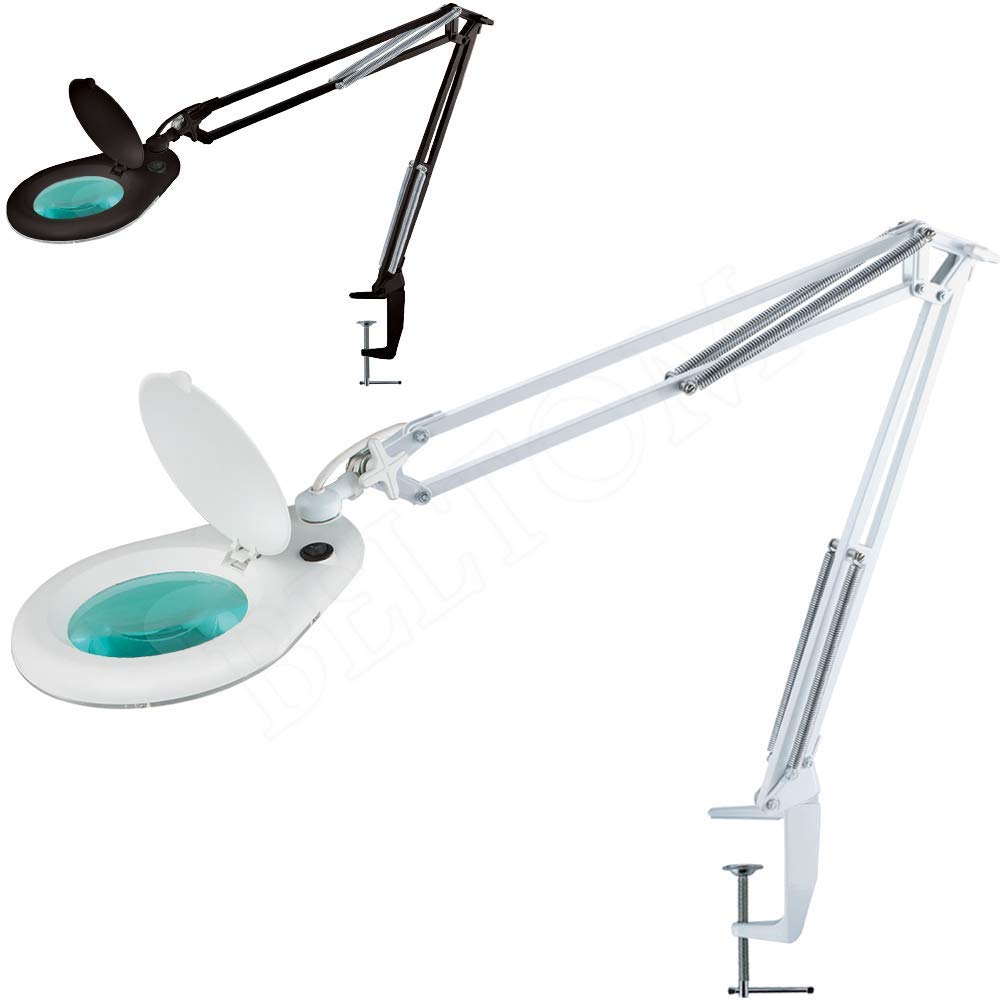 Beltom® Lente Smart 5 DIOTTRIE Lampada d'Ingrandimento con Luce Fredda E Morsetto per Estetista, ESTETICA, Laboratorio E LAVORI di PRECISIONE - Ingrandimento 5X - Bianco