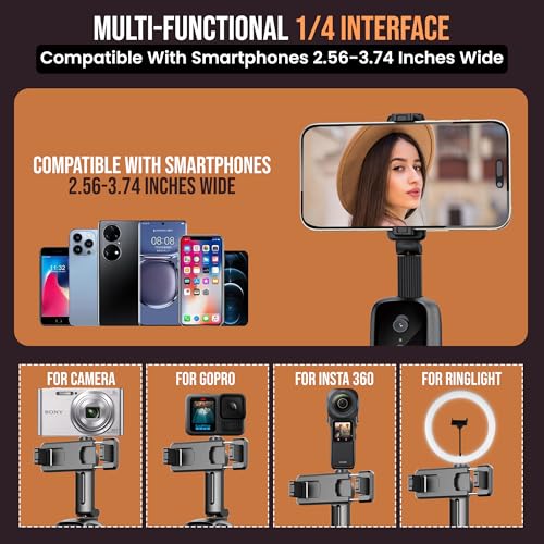 Image of WeCool 360 AI Auto Face Tracking Tripod with Motion Sensor,2200mAh Battery, AI Intelligent Lens | Auto Rotating Stand with 1 /4 inch Mount for GoPro,Mobile,Camera,Vlogging & Shooting
