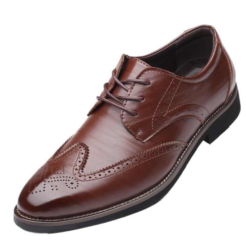 Men Brogue Dress Shoes Faux Leather Cap Toe Design Classic Lace Up Working Business Anti-Slip Slip Resistant Rubber Sole Shoe