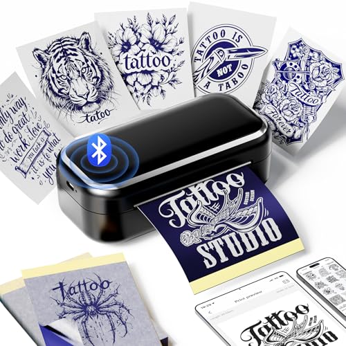TP31 - Mini impresora térmica de tatuajes con 30 piezas de papel de transferencia, impresión de plantilla Bluetooth para tatuajes temporales, artistas y principiantes, compatible con teléfonos