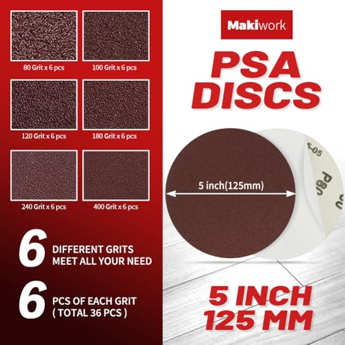 Image of 54PCS Sanding Belts and Discs Combo Kit - 18PCS 1x30 Sanding Belts & 36PCS 5 inch PSA Sanding Discs - Assorted Grits - Fits 1x30 Belt Sander & 5 inch Disc Sander - Aluminum Oxide Heavy Duty Finish