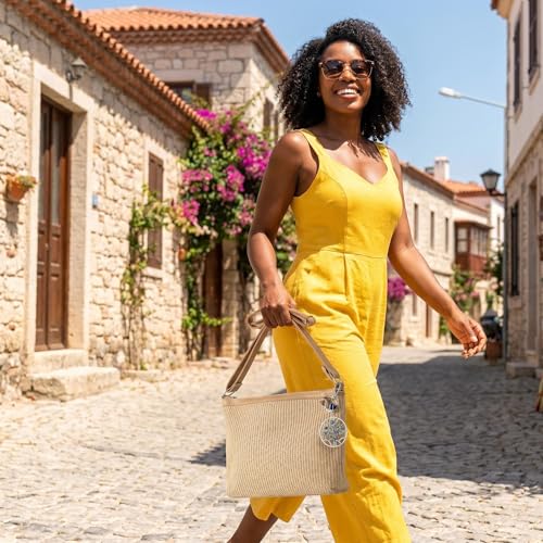 Bolso tejido de rafia boho para mujer miniatura 7