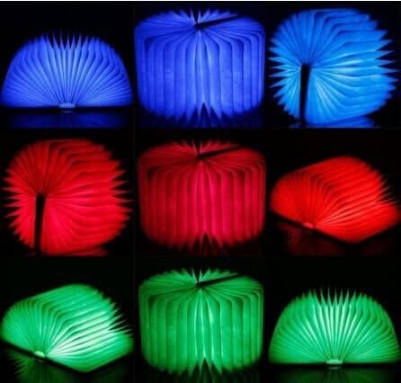 360° Foldable Book Style LED Nightlight Lamp, Electromagnetic Induction USB Rechargeable II Generation (Multi-Colored)