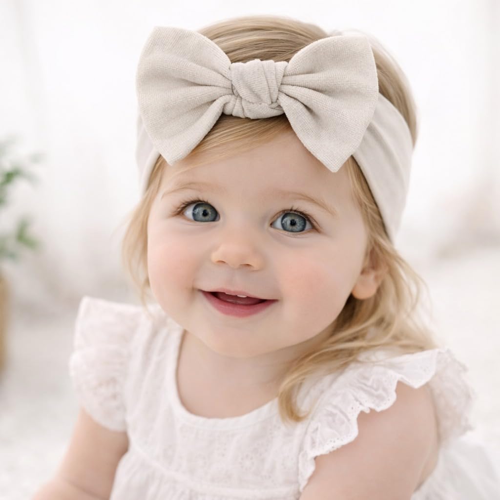 Baby Girl Headbands-Infant,Toddler Cotton Handmade Hairbands with Bows Child Hair Accessories image 2