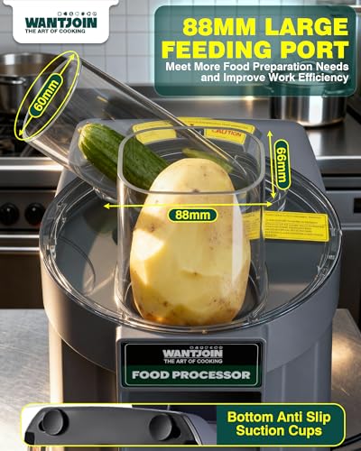 Image of WantJoin 3 in 1 Electric Vegetable Chopper - Multifunctional Commercial Vegetable Dicer Food Fruit Processor Stainless Steel Blades for Slicing(2.5mm)
