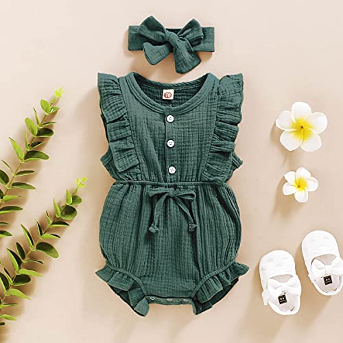 Renotemy Toddler Baby Girl Romper Summer Solid Jumpsuits Short Sleeve Romper Baby Clothes Girl 6-12 Months #TOP1