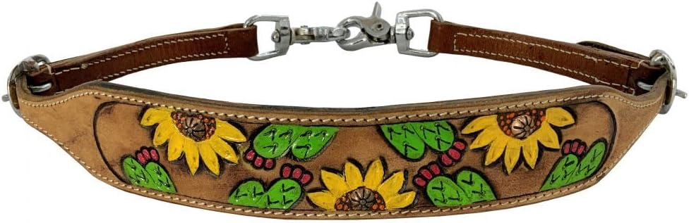 Showman Hand Painted Sunflower & Cactus Wither Strap