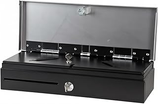 BALSAT Gaveta de moedas profissional | gaveta elétrica com abertura vertical, 46 x 17 x 10 cm, compartimentos para moedas e bilhetes, chave de segurança, conexão RS-232 e RJ-11 | design compacto