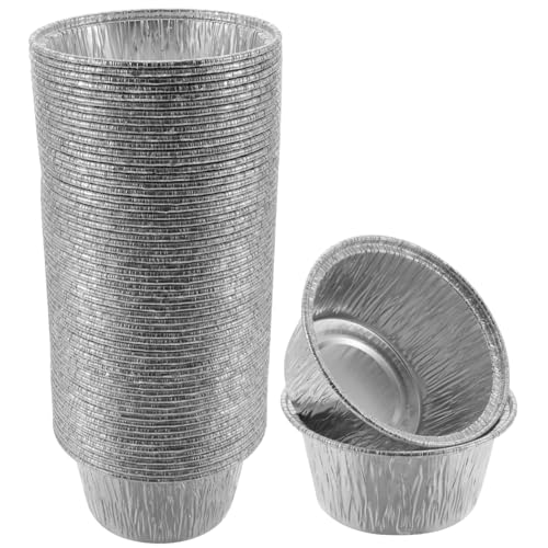 DIYEAH 100 piezas Moldes Desechables Aluminio para Hornear Postres Tartas Flanes Resistentes al Calor para Fiestas y Reuniones Familiares